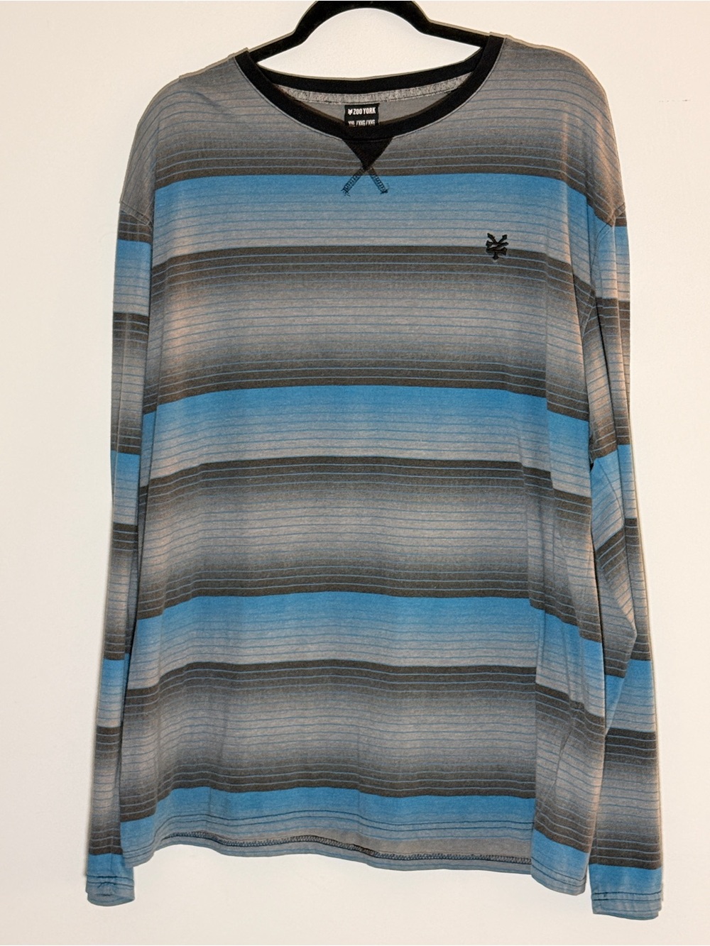 Zoo York Men’s Blue and Gray Striped Long Sleeve Shirt